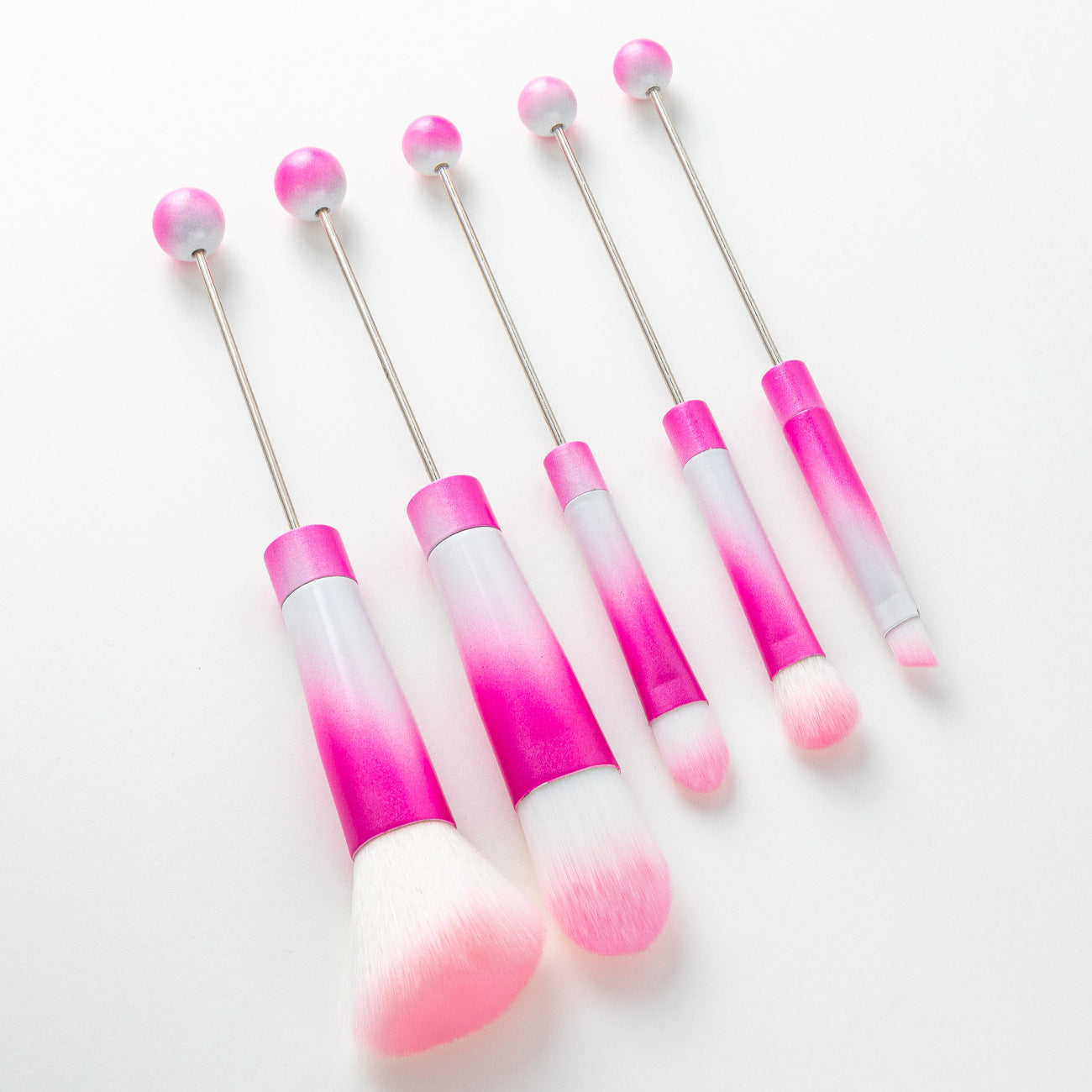 Wholesale Candy Color Christmas Series Gradient Beadable Metal DIY Makeup Brush Set